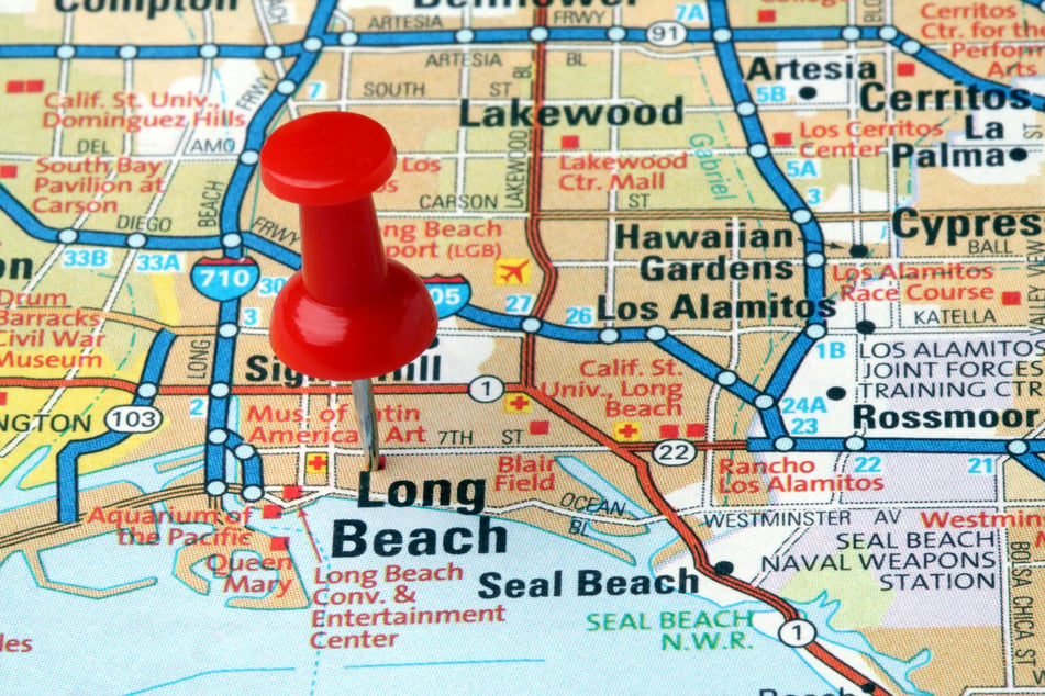 Long Beach, California on a map.